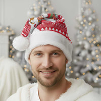 Peru Christmas Santa Hat with Santa Claus Vicuña Andean Poncho and Red Festive Pattern Design - Wonder Print Shop