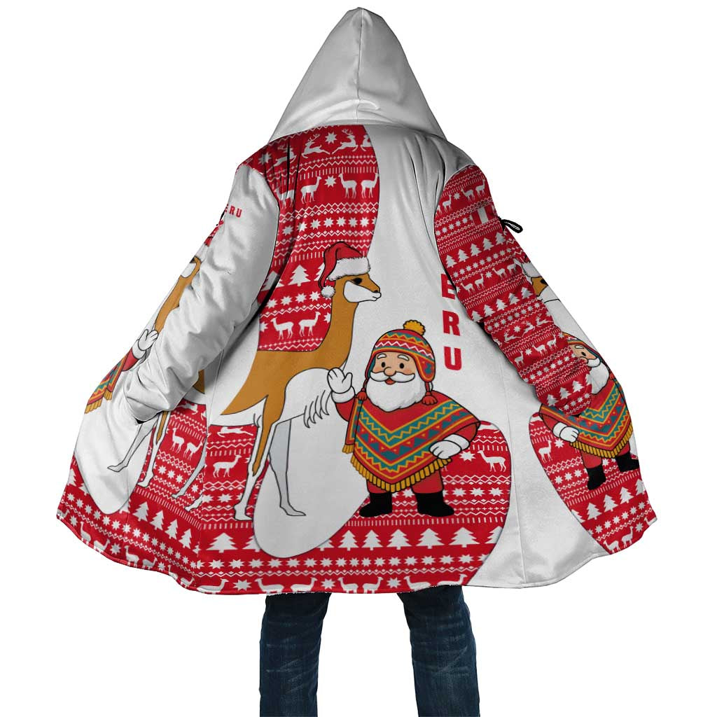 Peru Christmas Cloak with Santa Claus Vicuña Andean Poncho and Red Festive Pattern Design - Wonder Print Shop