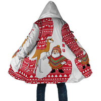 Peru Christmas Cloak with Santa Claus Vicuña Andean Poncho and Red Festive Pattern Design - Wonder Print Shop
