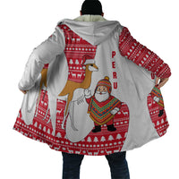 Peru Christmas Cloak with Santa Claus Vicuña Andean Poncho and Red Festive Pattern Design - Wonder Print Shop