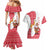 Peru Christmas Couples Matching Mermaid Dress and Hawaiian Shirt with Santa Claus Vicuña Andean Poncho and Red Festive Pattern Design - Wonder Print Shop