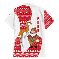 Peru Christmas Family Matching Mermaid Dress and Hawaiian Shirt with Santa Claus Vicuña Andean Poncho and Red Festive Pattern Design - Wonder Print Shop