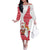 Peru Christmas Family Matching Off The Shoulder Long Sleeve Dress and Hawaiian Shirt with Santa Claus Vicuña Andean Poncho and Red Festive Pattern Design - Wonder Print Shop