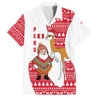 Peru Christmas Family Matching Tank Maxi Dress and Hawaiian Shirt with Santa Claus Vicuña Andean Poncho and Red Festive Pattern Design - Wonder Print Shop