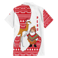 Peru Christmas Hawaiian Shirt with Santa Claus Vicuña Andean Poncho and Red Festive Pattern Design - Wonder Print Shop