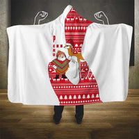Peru Christmas Hooded Blanket with Santa Claus Vicuña Andean Poncho and Red Festive Pattern Design - Wonder Print Shop