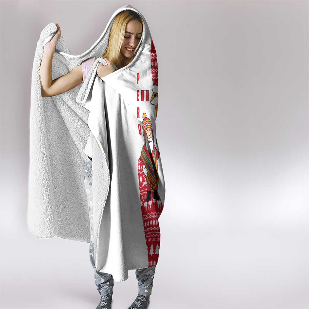 Peru Christmas Hooded Blanket with Santa Claus Vicuña Andean Poncho and Red Festive Pattern Design - Wonder Print Shop