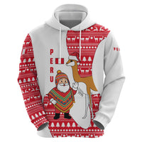 Peru Christmas Hoodie with Santa Claus Vicuña Andean Poncho and Red Festive Pattern Design - Wonder Print Shop