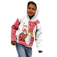 Peru Christmas Kid Hoodie with Santa Claus Vicuña Andean Poncho and Red Festive Pattern Design - Wonder Print Shop