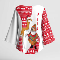 Peru Christmas Kimono Sleeve Blouse with Santa Claus Vicuña Andean Poncho and Red Festive Pattern Design - Wonder Print Shop