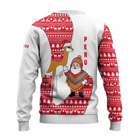 Peru Christmas Ugly Christmas Sweater with Santa Claus Vicuña Andean Poncho and Red Festive Pattern Design - Wonder Print Shop