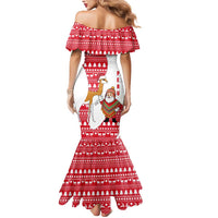 Peru Christmas Mermaid Dress with Santa Claus Vicuña Andean Poncho and Red Festive Pattern Design - Wonder Print Shop