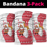 Peru Christmas Neck Gaiter with Santa Claus Vicuña Andean Poncho and Red Festive Pattern Design - Wonder Print Shop