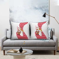 Peru Christmas Pillow Cover with Santa Claus Vicuña Andean Poncho and Red Festive Pattern Design - Wonder Print Shop