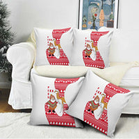 Peru Christmas Pillow Cover with Santa Claus Vicuña Andean Poncho and Red Festive Pattern Design - Wonder Print Shop