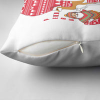 Peru Christmas Pillow Cover with Santa Claus Vicuña Andean Poncho and Red Festive Pattern Design - Wonder Print Shop