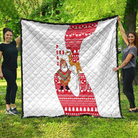 Peru Christmas Quilt with Santa Claus Vicuña Andean Poncho and Red Festive Pattern Design - Wonder Print Shop
