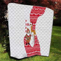 Peru Christmas Quilt with Santa Claus Vicuña Andean Poncho and Red Festive Pattern Design - Wonder Print Shop