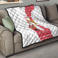 Peru Christmas Quilt with Santa Claus Vicuña Andean Poncho and Red Festive Pattern Design - Wonder Print Shop