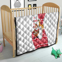 Peru Christmas Quilt with Santa Claus Vicuña Andean Poncho and Red Festive Pattern Design - Wonder Print Shop