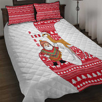 Peru Christmas Quilt Bed Set with Santa Claus Vicuña Andean Poncho and Red Festive Pattern Design - Wonder Print Shop
