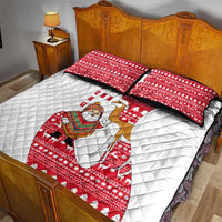 Peru Christmas Quilt Bed Set with Santa Claus Vicuña Andean Poncho and Red Festive Pattern Design - Wonder Print Shop