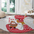 Peru Christmas Round Carpet with Santa Claus Vicuña Andean Poncho and Red Festive Pattern Design - Wonder Print Shop