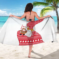 Peru Christmas Sarong with Santa Claus Vicuña Andean Poncho and Red Festive Pattern Design - Wonder Print Shop