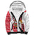 Peru Christmas Sherpa Hoodie with Santa Claus Vicuña Andean Poncho and Red Festive Pattern Design - Wonder Print Shop