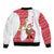 Peru Christmas Sleeve Zip Bomber Jacket with Santa Claus Vicuña Andean Poncho and Red Festive Pattern Design - Wonder Print Shop