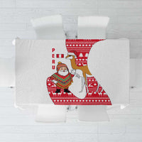 Peru Christmas Tablecloth with Santa Claus Vicuña Andean Poncho and Red Festive Pattern Design - Wonder Print Shop