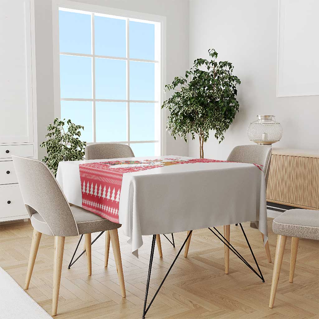 Peru Christmas Tablecloth with Santa Claus Vicuña Andean Poncho and Red Festive Pattern Design - Wonder Print Shop