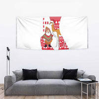 Peru Christmas Tapestry with Santa Claus Vicuña Andean Poncho and Red Festive Pattern Design - Wonder Print Shop