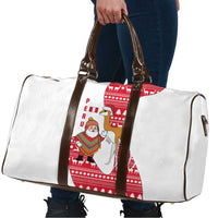Peru Christmas Travel Bag with Santa Claus Vicuña Andean Poncho and Red Festive Pattern Design - Wonder Print Shop