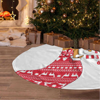 Peru Christmas Tree Skirt with Santa Claus Vicuña Andean Poncho and Red Festive Pattern Design - Wonder Print Shop