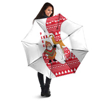 Peru Christmas Umbrella with Santa Claus Vicuña Andean Poncho and Red Festive Pattern Design - Wonder Print Shop