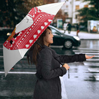 Peru Christmas Umbrella with Santa Claus Vicuña Andean Poncho and Red Festive Pattern Design - Wonder Print Shop