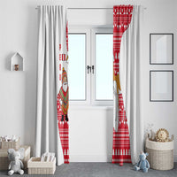 Peru Christmas Window Curtain with Santa Claus Vicuña Andean Poncho and Red Festive Pattern Design - Wonder Print Shop