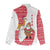 Peru Christmas Women Casual Shirt with Santa Claus Vicuña Andean Poncho and Red Festive Pattern Design - Wonder Print Shop