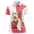 Peru Christmas Women Polo Shirt with Santa Claus Vicuña Andean Poncho and Red Festive Pattern Design - Wonder Print Shop