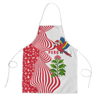 Peru Christmas Apron with Santa Macaw Cantuta Flower Red Swirl Pattern and Festive Design - Wonder Print Shop