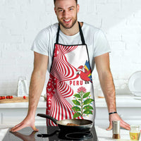 Peru Christmas Apron with Santa Macaw Cantuta Flower Red Swirl Pattern and Festive Design - Wonder Print Shop