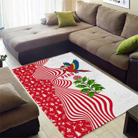 Peru Christmas Area Rug with Santa Macaw Cantuta Flower Red Swirl Pattern and Festive Design - Wonder Print Shop