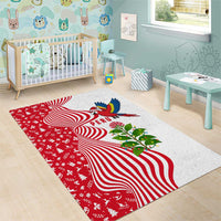 Peru Christmas Area Rug with Santa Macaw Cantuta Flower Red Swirl Pattern and Festive Design - Wonder Print Shop