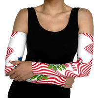Peru Christmas Arm Sleeves with Santa Macaw Cantuta Flower Red Swirl Pattern and Festive Design - Wonder Print Shop