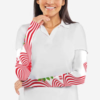 Peru Christmas Arm Sleeves with Santa Macaw Cantuta Flower Red Swirl Pattern and Festive Design - Wonder Print Shop