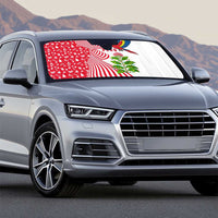 Peru Christmas Auto Sun Shade with Santa Macaw Cantuta Flower Red Swirl Pattern and Festive Design - Wonder Print Shop