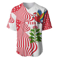 Peru Christmas Baseball Jersey with Santa Macaw Cantuta Flower Red Swirl Pattern and Festive Design - Wonder Print Shop