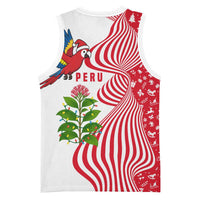 Peru Christmas Basketball Jersey with Santa Macaw Cantuta Flower Red Swirl Pattern and Festive Design - Wonder Print Shop