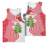 Peru Christmas Basketball Jersey with Santa Macaw Cantuta Flower Red Swirl Pattern and Festive Design - Wonder Print Shop